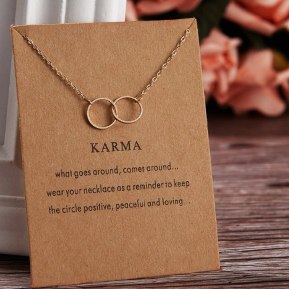 Karma Boho Indie Layering Gold Charm Necklace - Picture 1 of 8